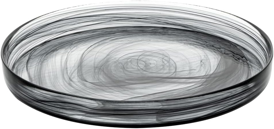 Restaurantware Vetri – Platos de vidrio de 11 x 11 x 1.2 pulgadas, 6 platos únicos y duraderos  Vajilla de alabastro de vidrio negro lavable con