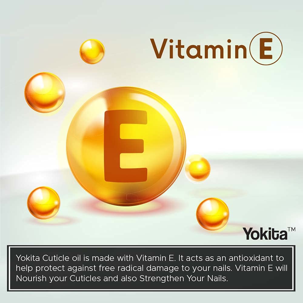 Yokita Aceite de cutícula prémium con cepillo para leche y miel, infusión curativa natural, calma e hidrata las cutículas con vitamina E, 0.5 onzas