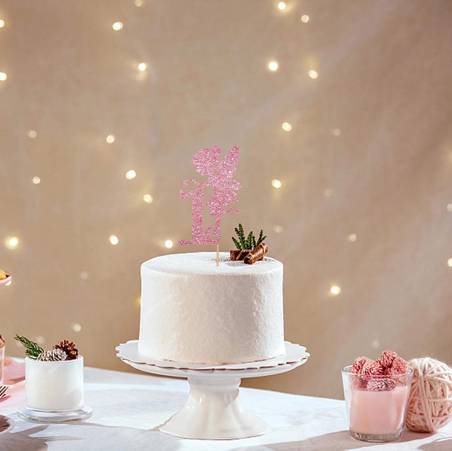 Decoración de pastel de hadas 1, decoración de pastel de hadas de oro rosa, decoración de pastel de hada uno, decoración de cumpleaños temática de