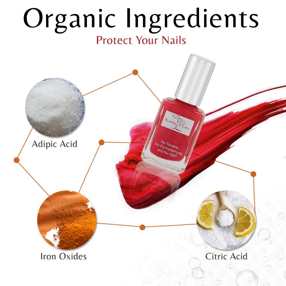 Karma Organic Hermoso juego de esmaltes de uñas naturales, arte de uñas no tóxico, vegano y libre de crueldad animal (paquete de 7)