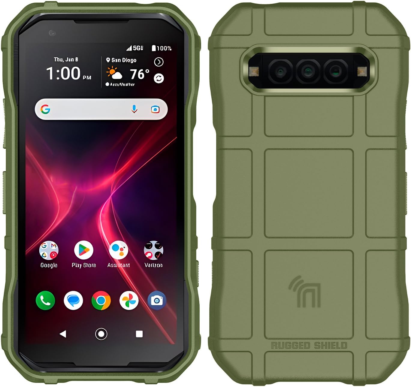Nakedcellphone Serie Special Ops compatible con Kyocera DuraForce Pro 3, funda protectora resistente contra huellas, textura de agarre mate, verde