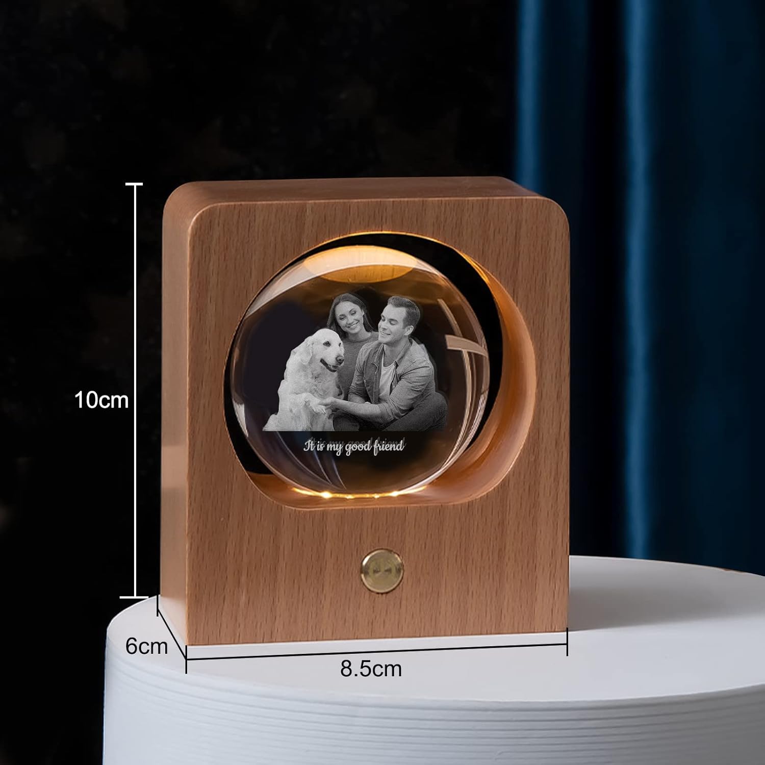 DEZUNTU Foto personalizada de bola de cristal 3D, imagen grabada en 3D personalizada en vidrio, regalo de recuerdo conmemorativo para cumpleaños del
