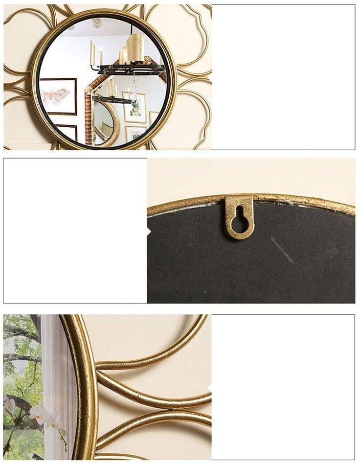 Decoración de pared de metal para el hogar, escultura simple y moderna rosa espejo colgante de pared de metal para colgar en la pared de moda para
