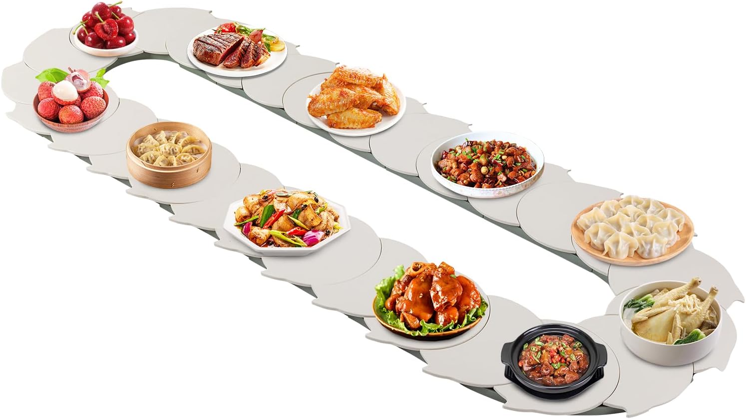 Mesa de comedor ajustable giratoria manual de 360, mesa de comedor de tren de servicio de alimentos, tocadiscos para decoración de fiesta de comedor