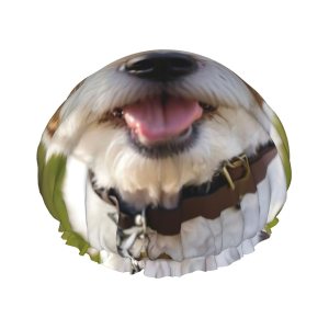 Cute Dog Print Shower Cap,Elastic And Reusable Bath Hair Hat For Long Hair,Large Waterproof Shower Bonnet,For Women Men Kids Cute Dog Print Shower Cap,Elastic And Reusable Bath Hair Hat For Long Hair,Large Waterproof Shower Bonnet,For Women Men Kids