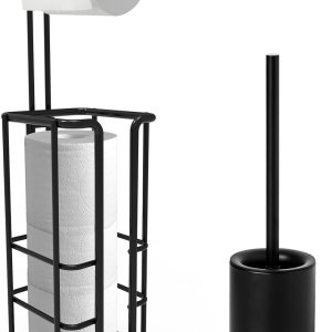 LKKL Soporte de papel higiénico, dispensador de rollos de papel higiénico con juego de escobilla de baño, soporte de acero inoxidable para baño e LKKL Soporte de papel higiénico, dispensador de rollos de papel higiénico con juego de escobilla de baño, soporte de acero inoxidable para baño e