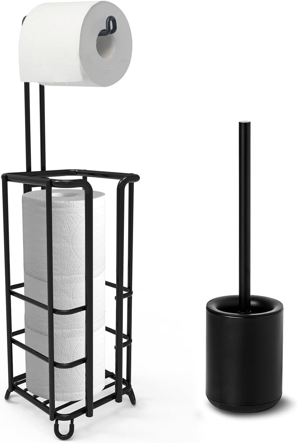 LKKL Soporte de papel higiénico, dispensador de rollos de papel higiénico con juego de escobilla de baño, soporte de acero inoxidable para baño e