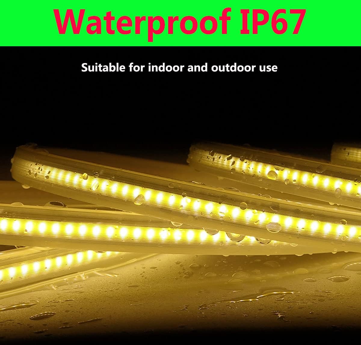 Tira de luces LED, 6.6 pies, AC110-130 V, alta densidad, 360 LEDsM, tira de luz COB, 7200 lm, súper brillante, regulable, impermeable, para