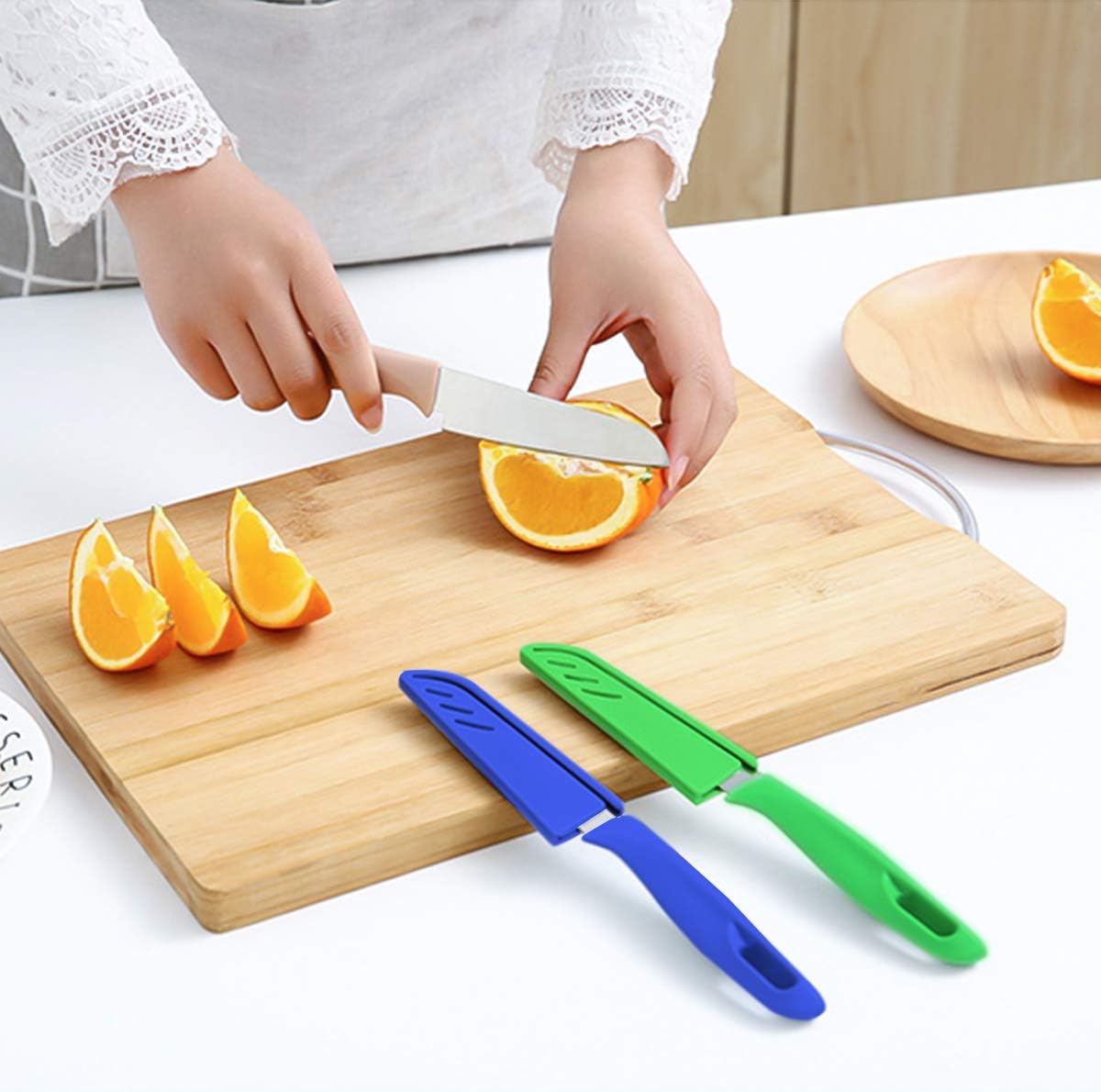 Cuchillo de pelar, nuevo cuchillo de frutas afilado y duradero con cubierta protectora, adecuado para la mayoría de tipos de verduras, frutas y