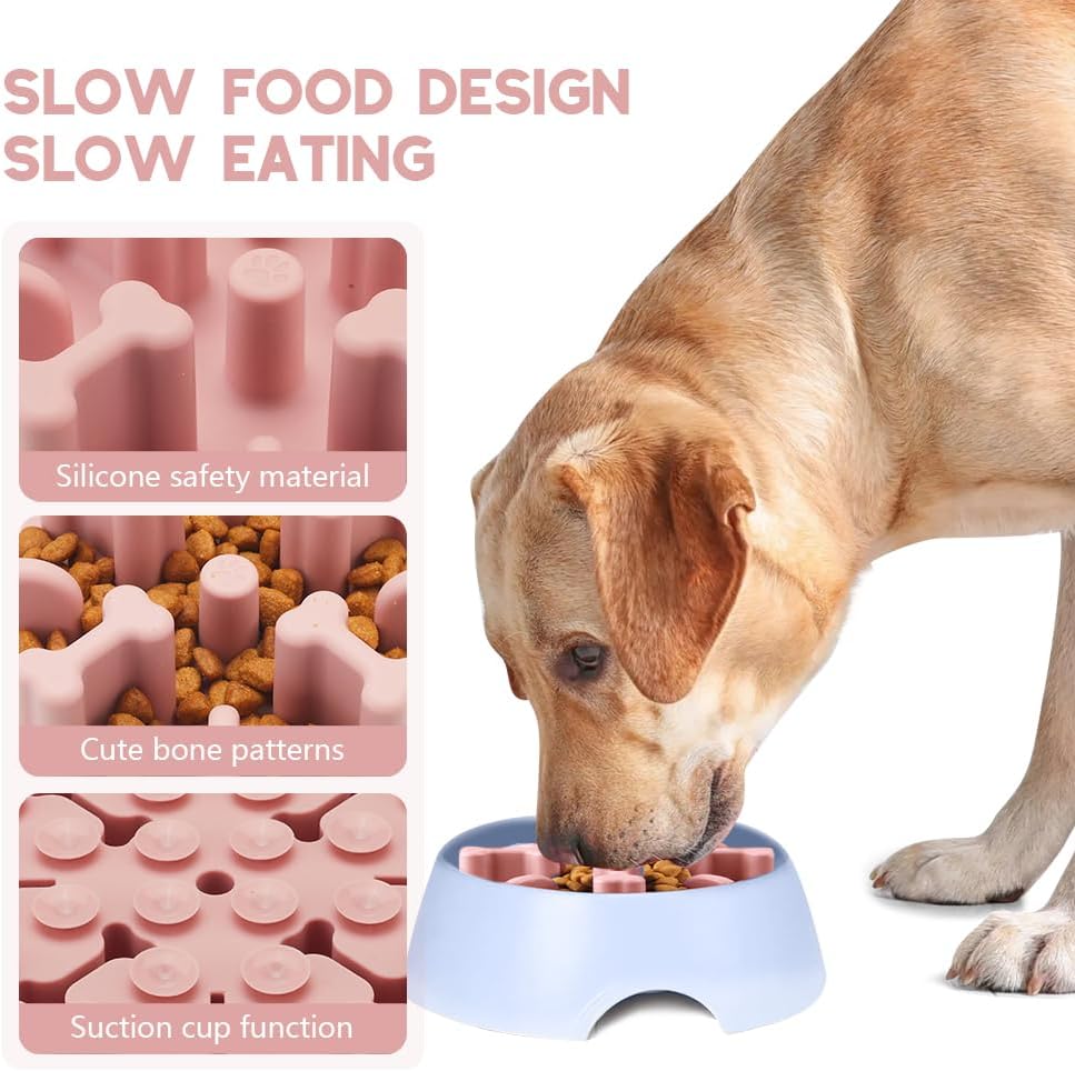 Animire – Cuencos para perros de alimentación lenta, rompecabezas antiasfixia de silicona suave, alimentador lento, antideslizante para comer