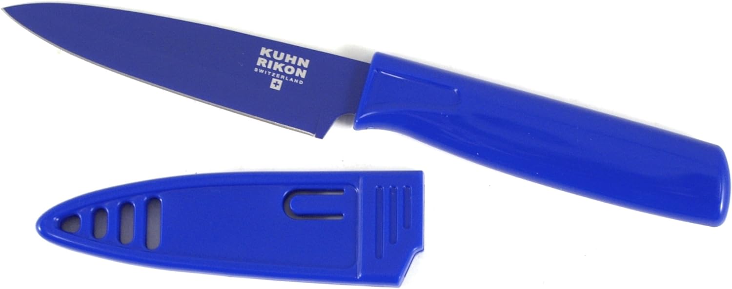 Kuhn Rikon 1 cuchillo de pelar antiadherente azul con cubierta