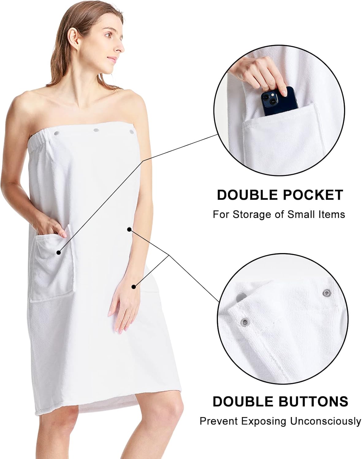 Toalla de baño para mujer, ajustable, ligera, para el cuerpo, bata de spa con toalla para el pelo, S-XX grande