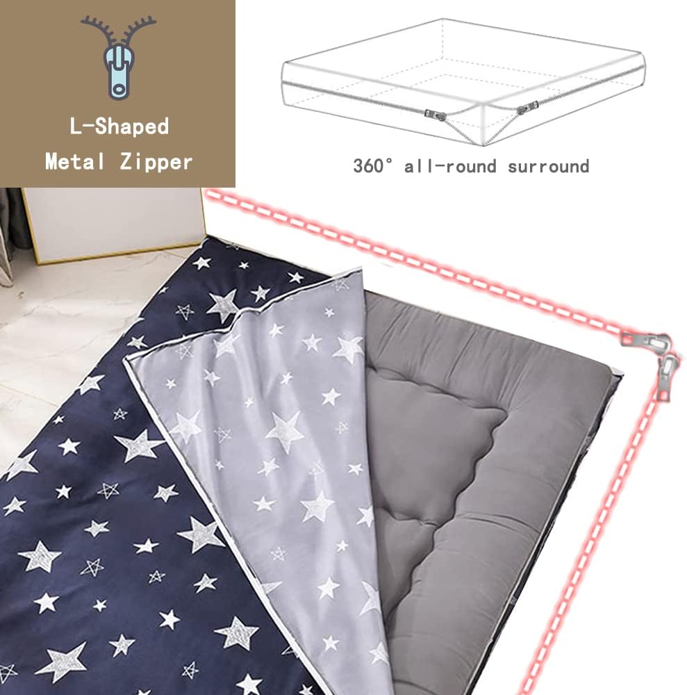 Funda protectora de colchón para futón tradicional japonés con cremallera, algodón suave, extraíble, lavable a máquina, sin colchón, perfecta para