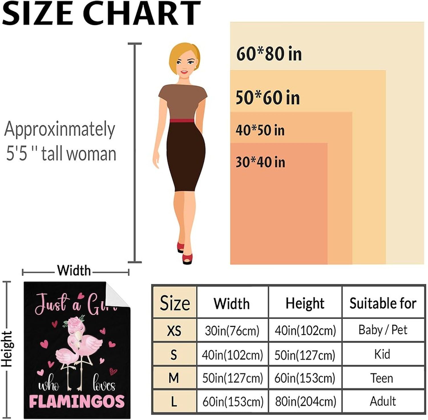 Manta de flamenco para regalar  Manta de 60 x 80 pulgadas para mujeres y niñas, manta negra suave y mullida para cama, sofá y sala de estar