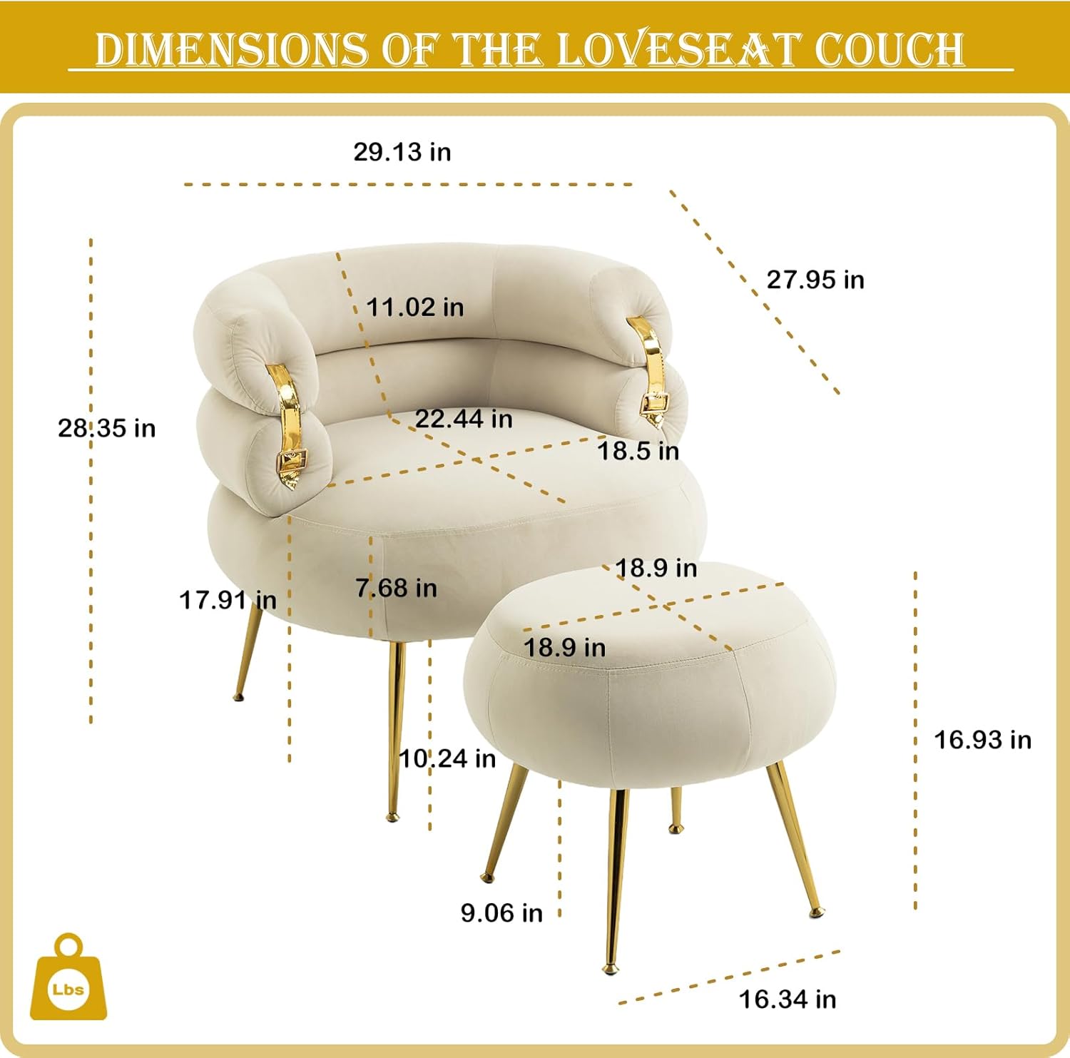 Silla decorativa de terciopelo con otomana, cómoda silla de barril tapizada, moderno sillón copetudo con respaldo único y patas de metal dorado para