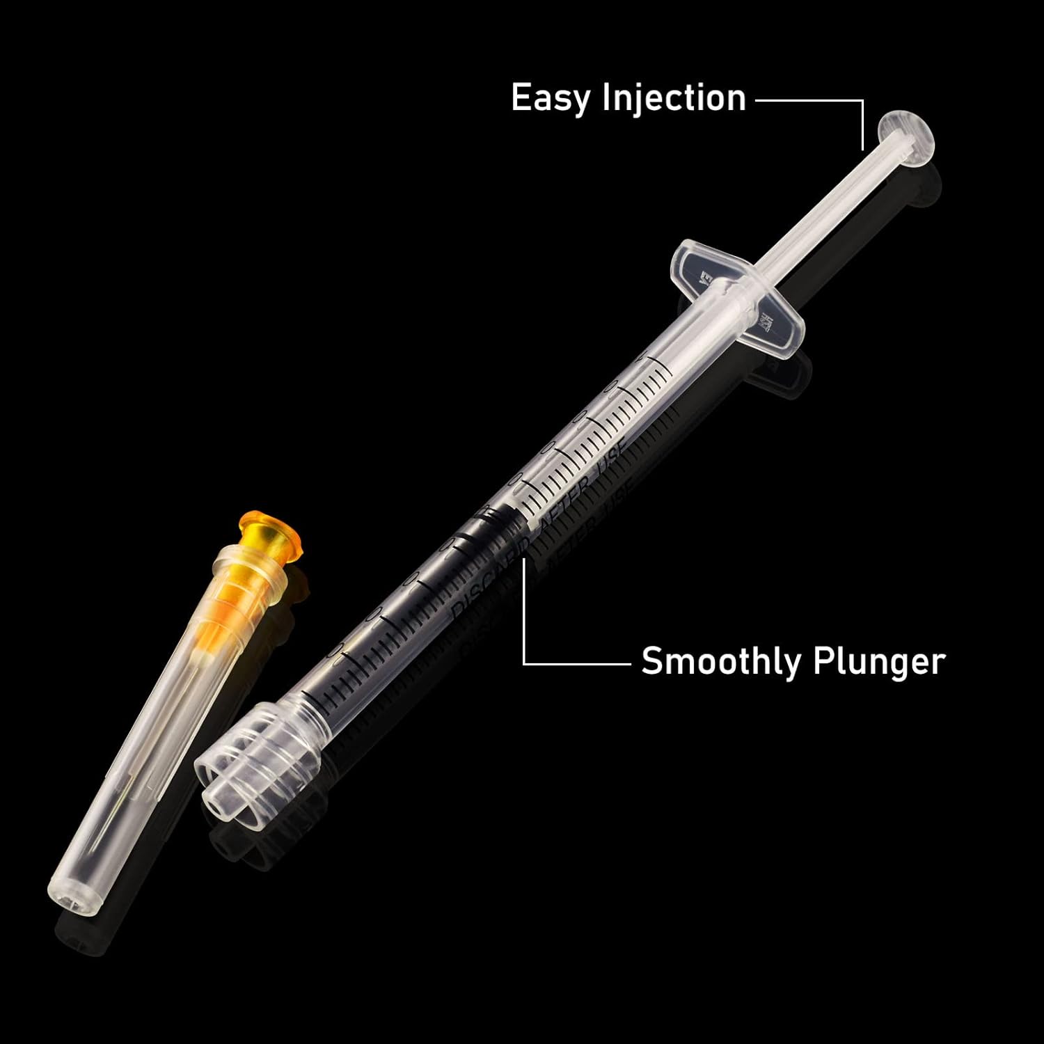 1 cc con cerradura Luer de calibre 25 de 1 pulgada, envuelta individualmente, paquete de 20