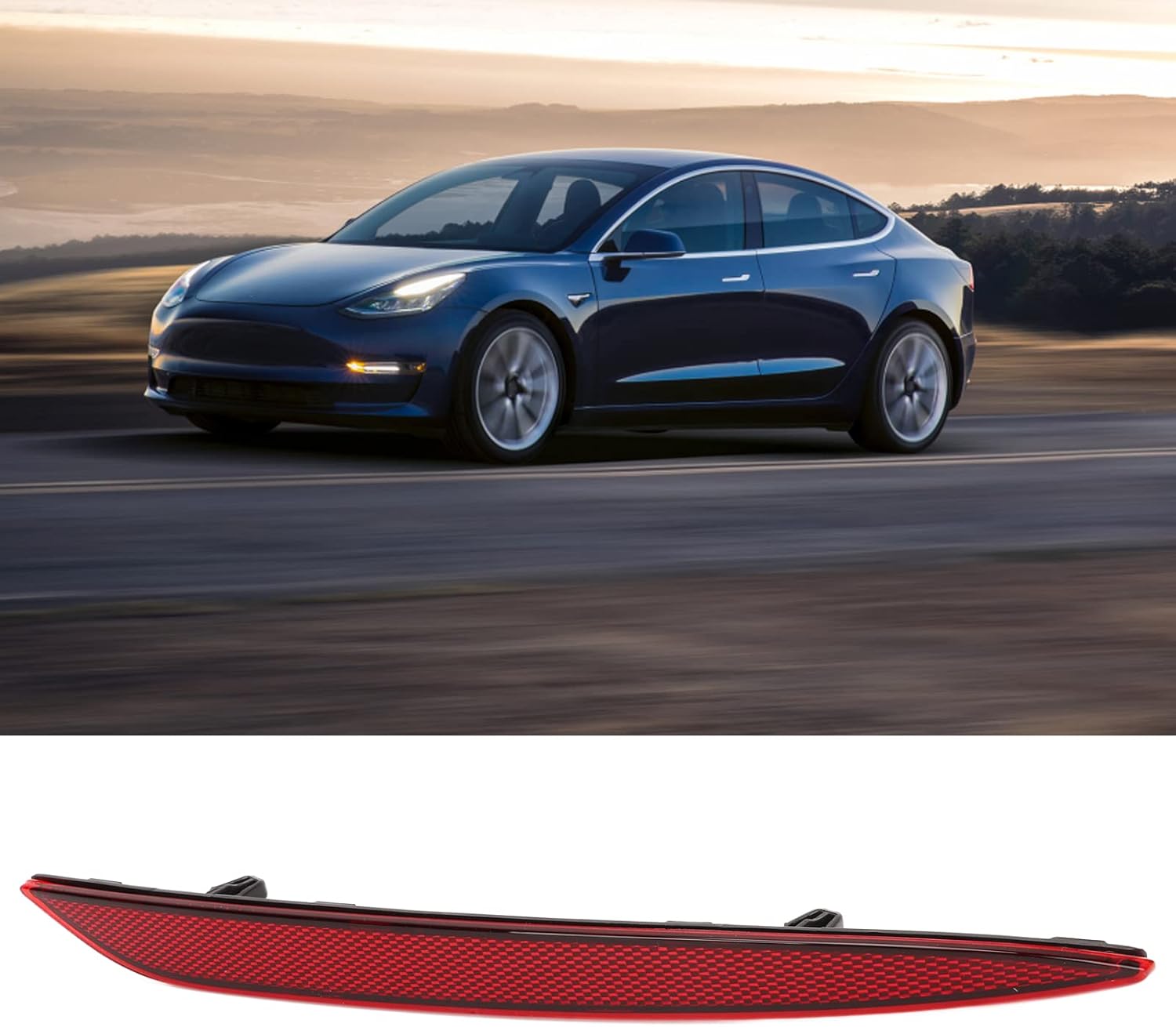 Reflector de parachoques trasero para Tesla Model 3 2017 a 2023, lente roja, luz reflectora trasera de automóvil, repuesto de luces de parachoques