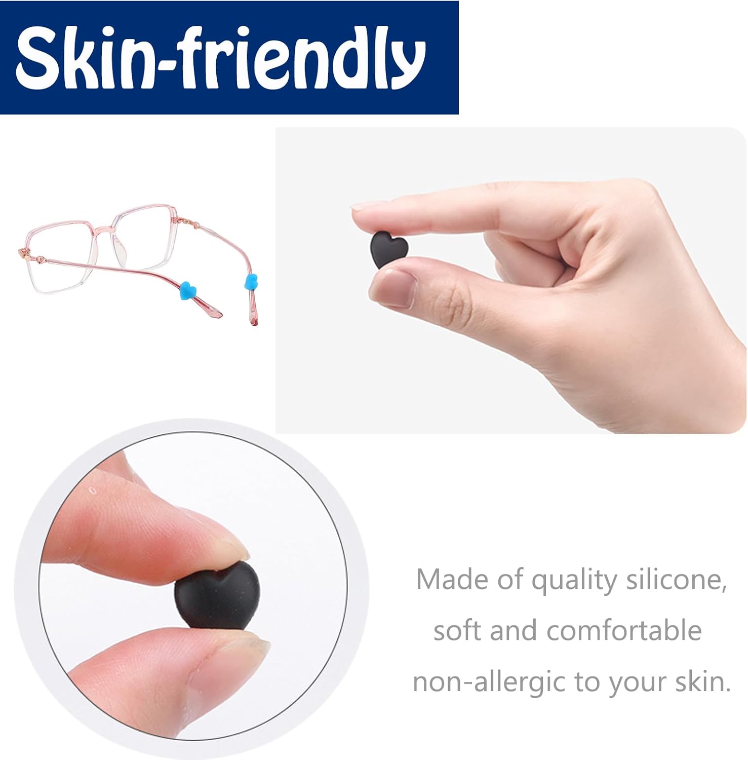 UPIONIC Puntas de extremo antideslizantes para gafas, funda de tubo de silicona, soporte para piezas de oído para gafas, retenedor de gafas, 10 pares