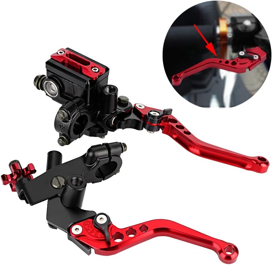 EVGATSAUTO Palancas de cilindro maestro, 1 par de palancas universales de freno de motocicleta de 78 pulgadas (0.866 in), palancas de depósito de