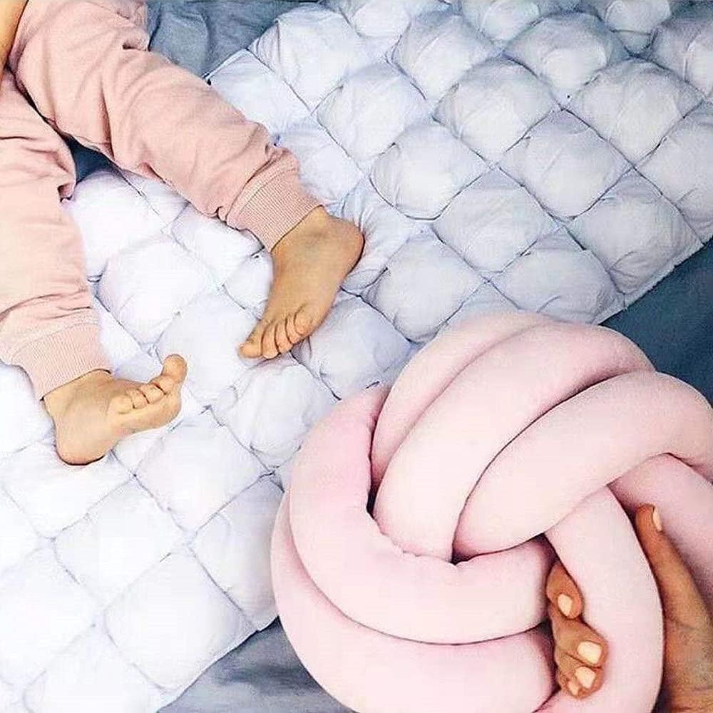 Almohada redonda con nudo para decoración de habitación de los niños, juguete de peluche calmante para aliviar el estrés (rosa, 11 pulgadas11.0in)