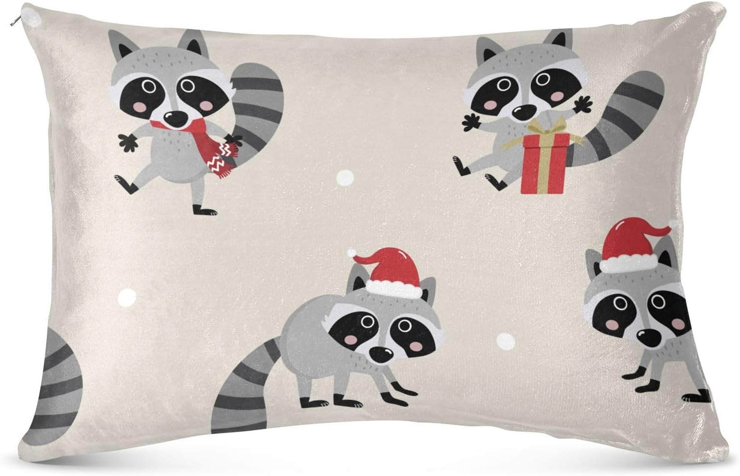 Emelivor Fundas de almohada navideñas de mapache, fundas de almohada de terciopelo, fundas de cojín suaves, fundas de almohada cómodas, almohadas