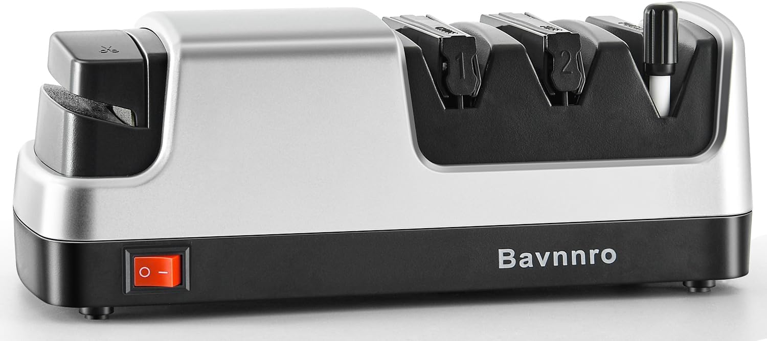 Afilador de cuchillos eléctrico profesional para cuchillos rectos o dentadosde cerámica, tijeras, sistema de afilado de cuchillos de cocina