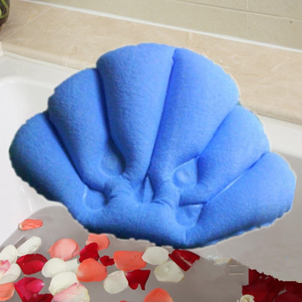 SUPVOX Almohada de baño inflable en forma de flor para spa con soporte para el cuello Almohada de baño con ventosas para bañera, jacuzzi,