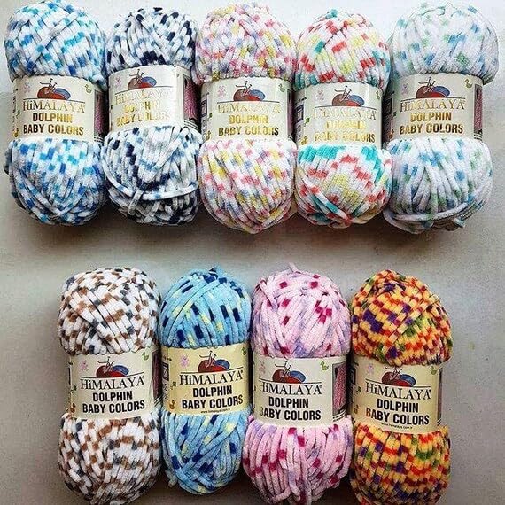 Paquete de 2 madejas Himalaya Dolphin Baby Colors, cada madeja de 3.53 oz3,5 onzas, 120 mt 132 yardas, hilo súper voluminoso, hilo para manta, hilo
