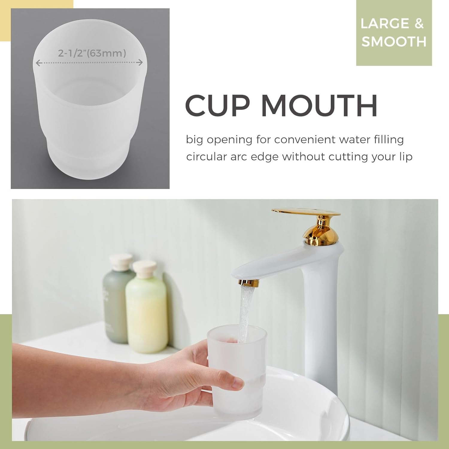 Vaso de vidrio, vaso de enjuague de baño esmerilado, vaso de repuesto para soporte de cepillo de dientes Aomasi