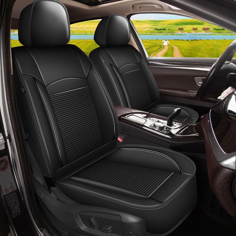 2 fundas de asiento delantero de automóvil para Mazda CX30 2020-2024, de piel de seda de hielo, transpirable, impermeable, compatible con bolsa de