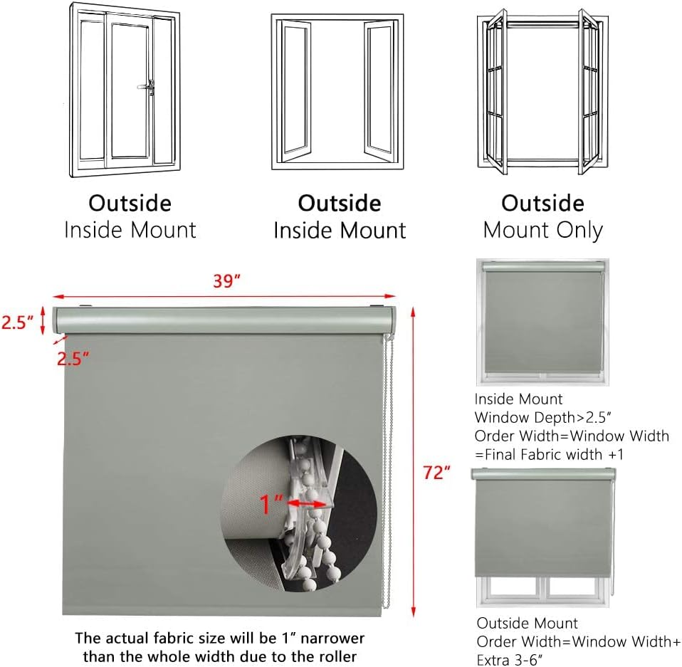 LUCKUP Persianas enrollables opacas con cubierta de cenefa, impermeable, protección UV, de privacidad, tela con aislamiento térmico para dormitorio,