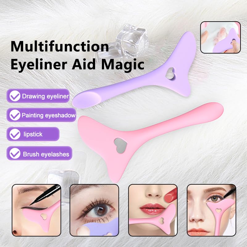 4 plantillas de delineador de ojos, herramienta multifuncional de maquillaje de ojos para mujeres como protector de pestañas, modelado de cejas,