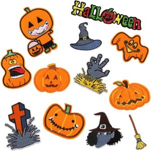12 parches para planchar de Halloween, calabaza naranja, bruja para coser en apliques bordados, parches de reparación, accesorios de manualidades, 12 parches para planchar de Halloween, calabaza naranja, bruja para coser en apliques bordados, parches de reparación, accesorios de manualidades,