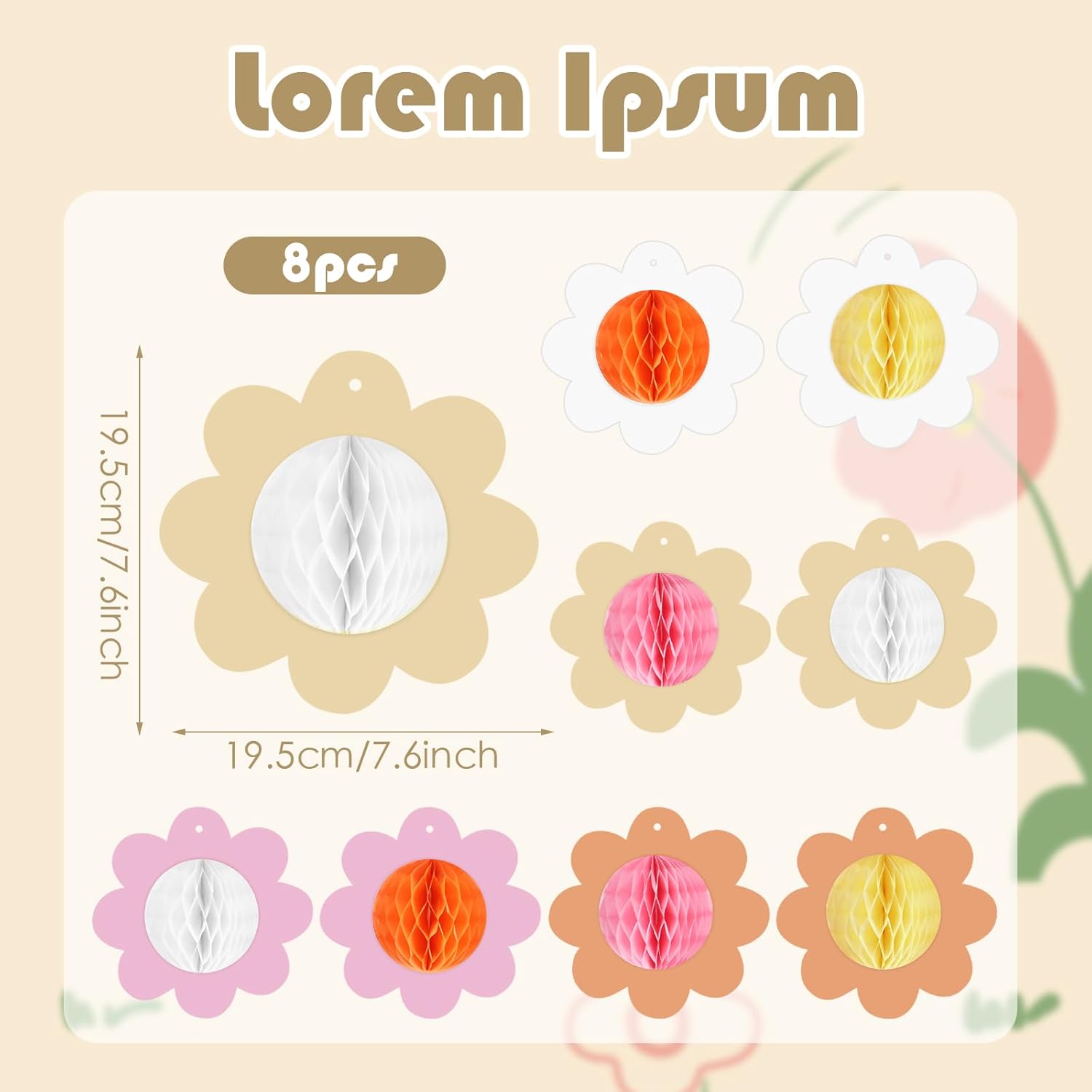 8 piezas de margaritas de nido de abeja, decoración de centros de mesa para mesas, letrero colgante de flores de margarita, suministros de fiesta