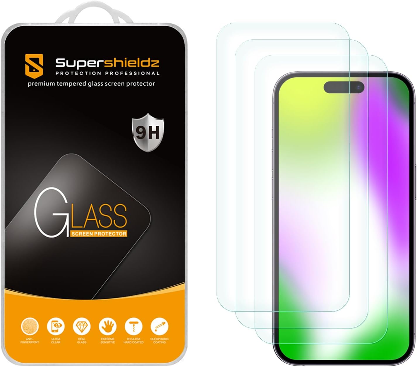 Supershieldz Protector de pantalla de vidrio templado diseñado para iPhone 15 (6.1 pulgadas), antiarañazos, sin burbujas