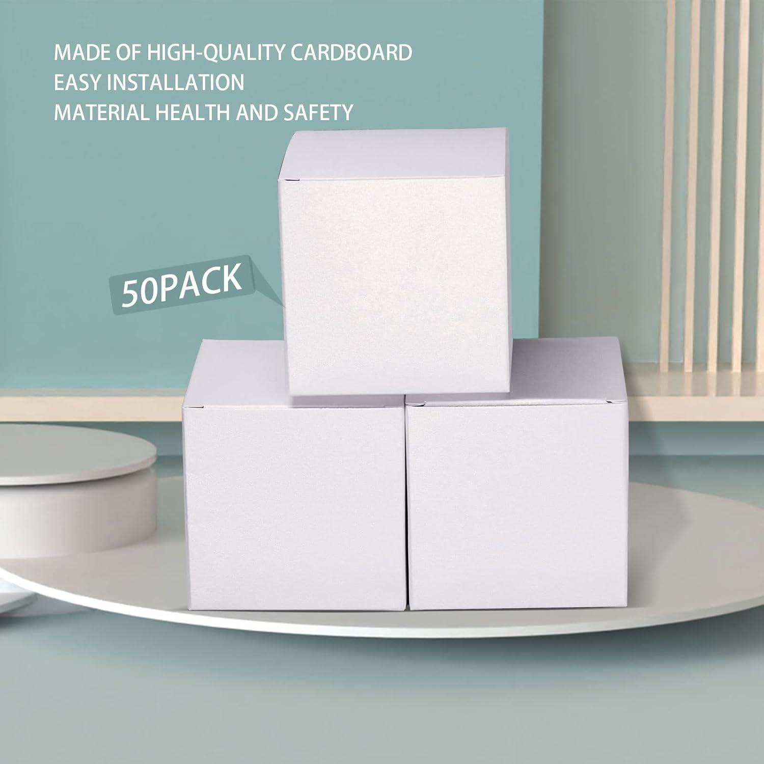 NEWSNOW Caja de regalo de caramelos, caja de fiesta, paquete de 50 unidades de 3 x 3 x 3 pulgadas, cajas de regalo de papel, cajas de regalo,