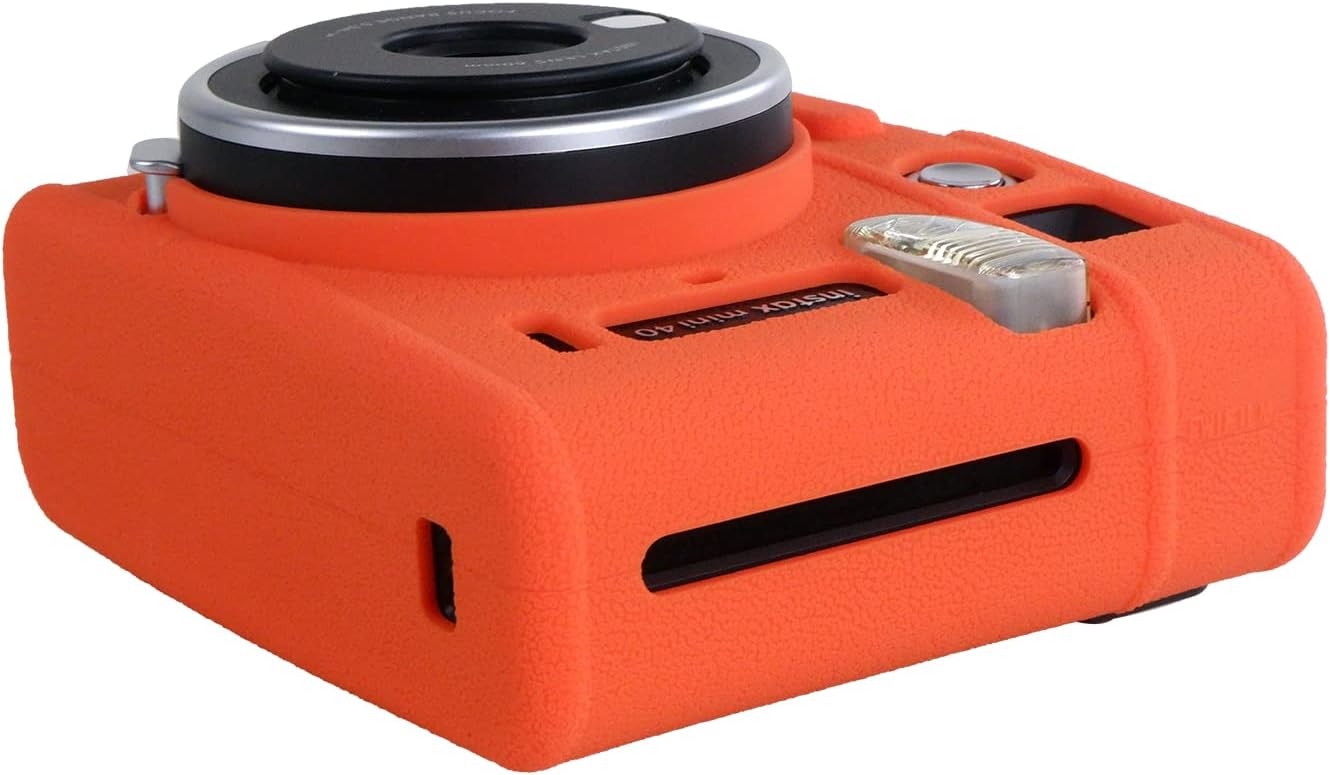 Rieibi Mini 40 – Funda protectora de silicona para cámara instantánea Fuji Instax Mini 40 – Funda ligera de goma suave para Fujifilm 40 – Naranja