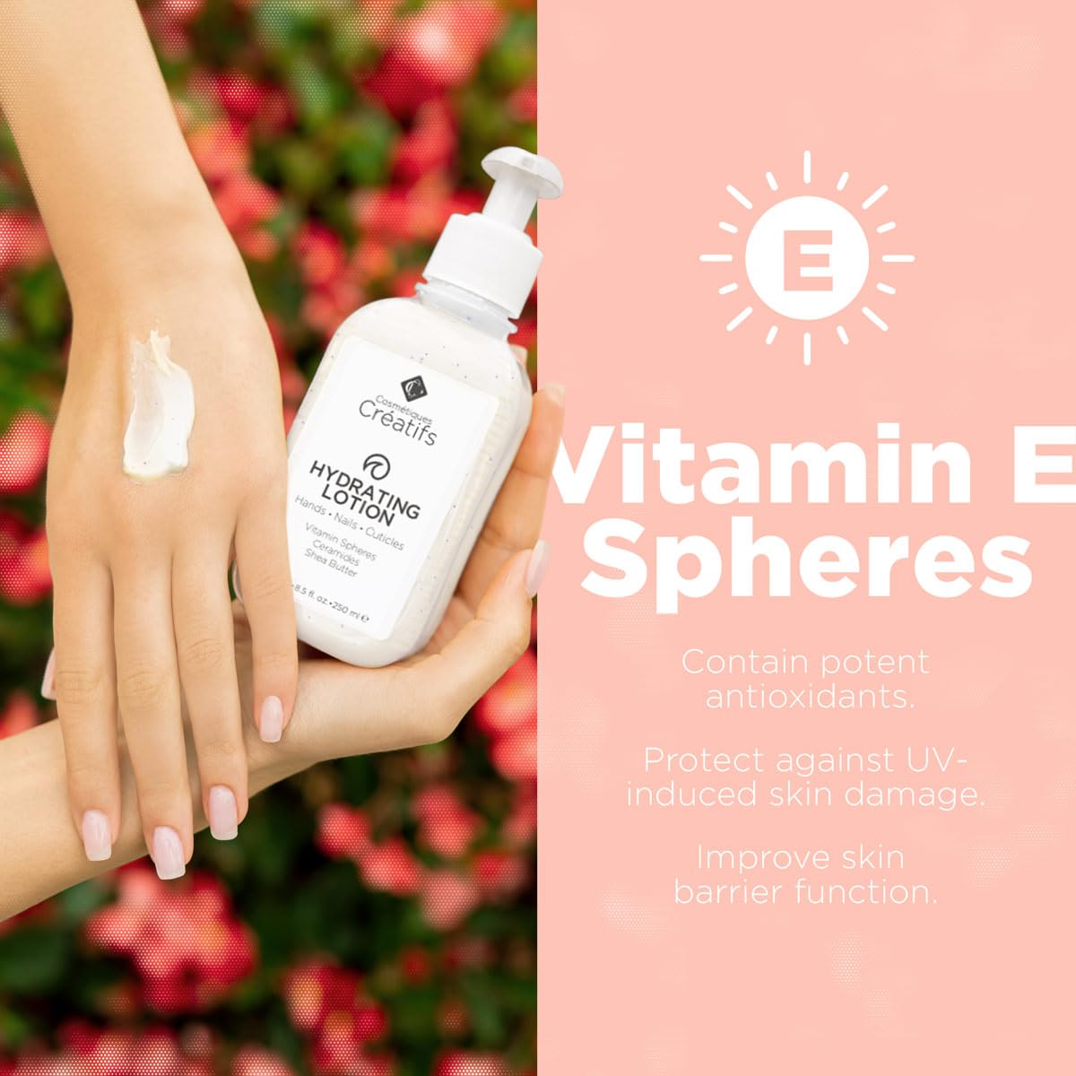Cosmétiques Créatifs Loción hidratante para manos secas, uñas y cutículas, 8.5 onzas líquidas, cuidado de la piel hidratante diario para pieles
