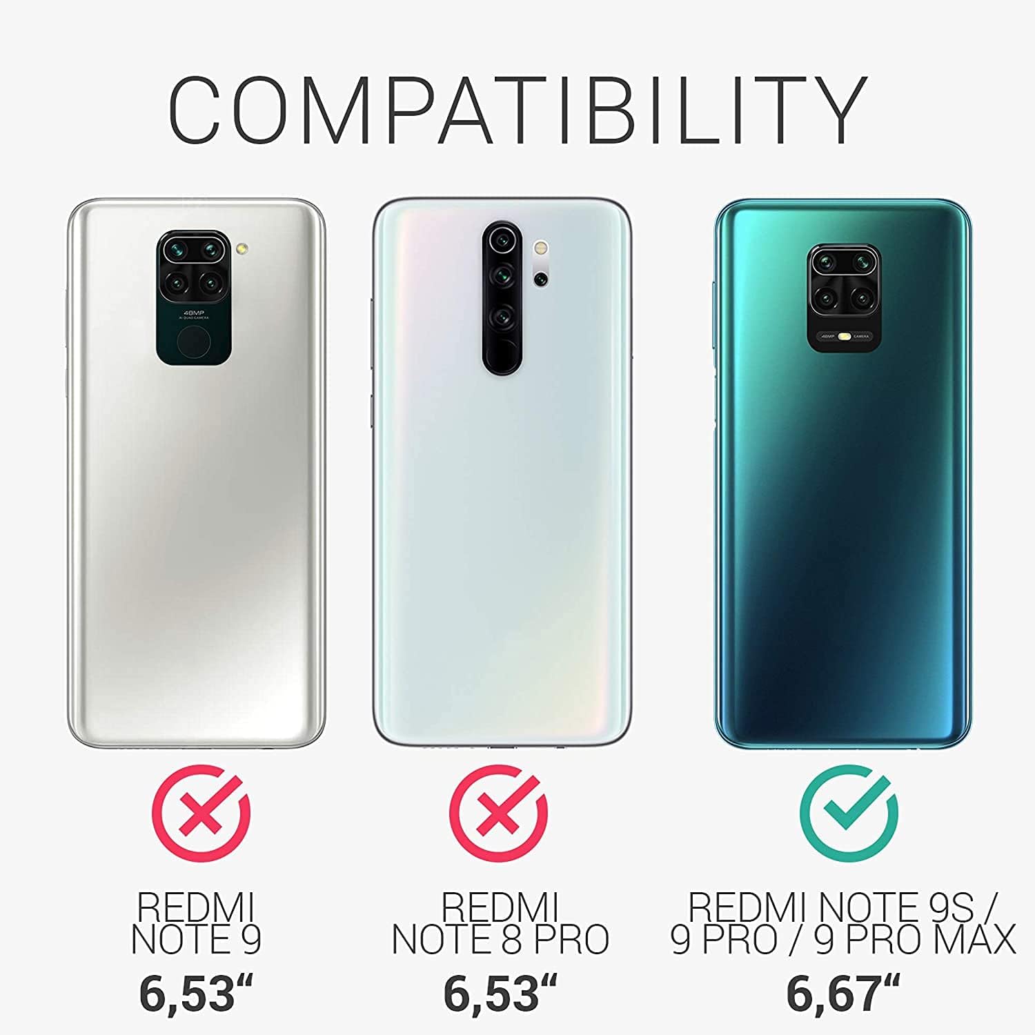 Funda para Xiaomi Note 9 Pro, Note 9sNote 9 Pro Max, con 3 protectores de pantalla de vidrio templado, soporte de anillo integrado y soporte