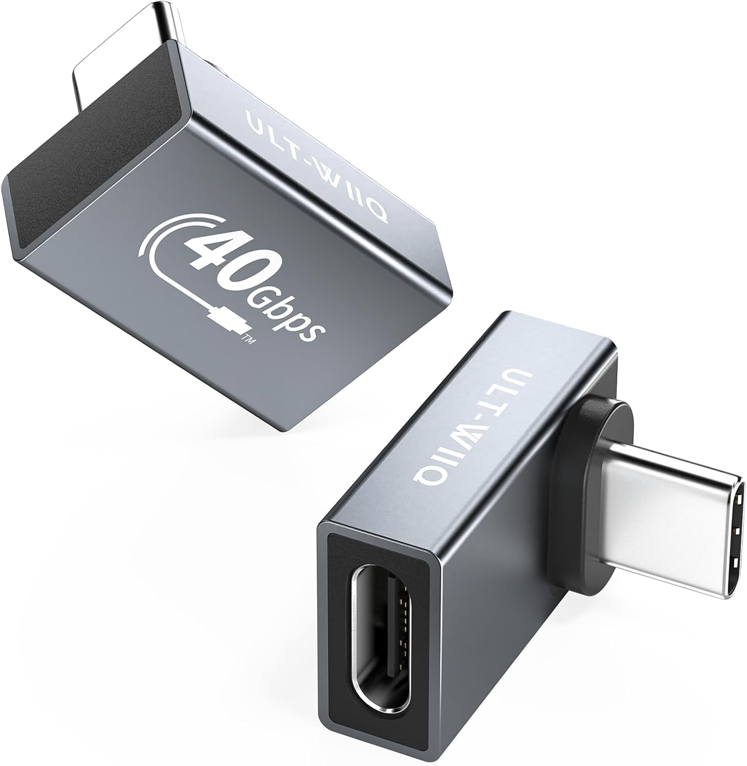 ULT-WIIQ Adaptador USB C de ángulo recto de 90 grados de 240 W40 Gbps, adaptador USB C a USB C compatible con Thunderbolt 4 y USB4, adaptador