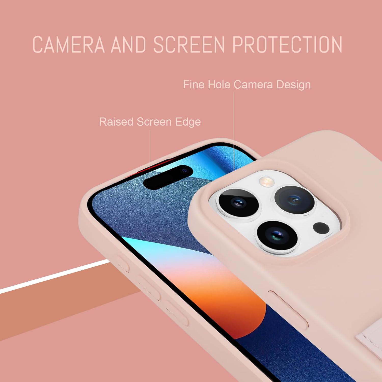 MZELQ Funda compatible con iPhone 15 Pro Max de silicona líquida, protector de pantalla suave, forro de microfibra antiarañazos, protección de