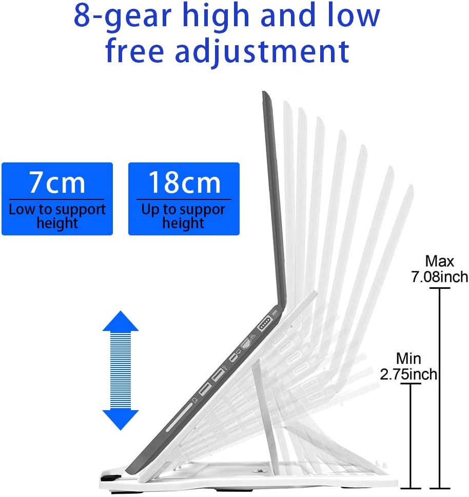 Soporte ajustable para laptop, soporte para computadora portátil con soporte integrado para teléfono, multiángulo y altura plegable para laptop con