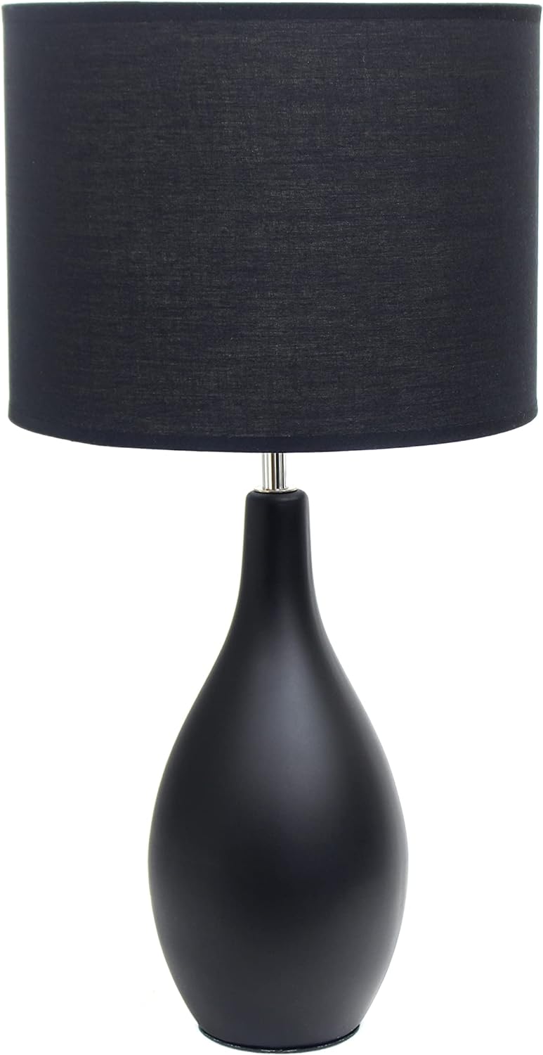 Simple Designs lámpara de mesa de cerámica con base tipo pera, negro, LT2002-BLK, 150watts