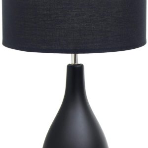 Simple Designs lámpara de mesa de cerámica con base tipo pera, negro, LT2002-BLK, 150watts Simple Designs lámpara de mesa de cerámica con base tipo pera, negro, LT2002-BLK, 150watts