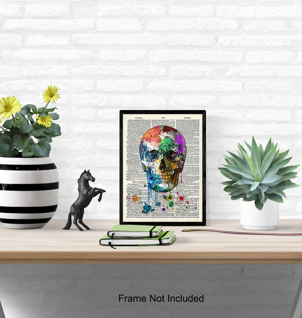 Skull Decor – Skull Wall Decor – Graffiti Skull Wall Art – Gothic Decorations – Goth Wall Art – Grunge Posters Room Decor – Trippy Wall Art – Skull