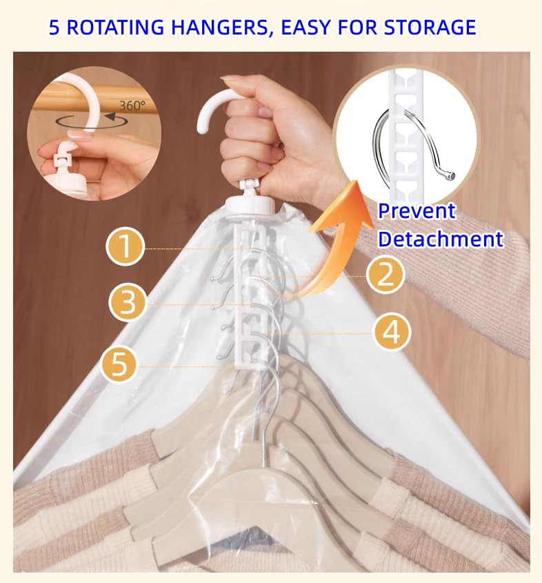 Bolsas colgantes de almacenamiento al vacío, paquete de 6 bolsas de sellado al vacío que ahorran espacio, jumbo y grande, para ropa de temporada,