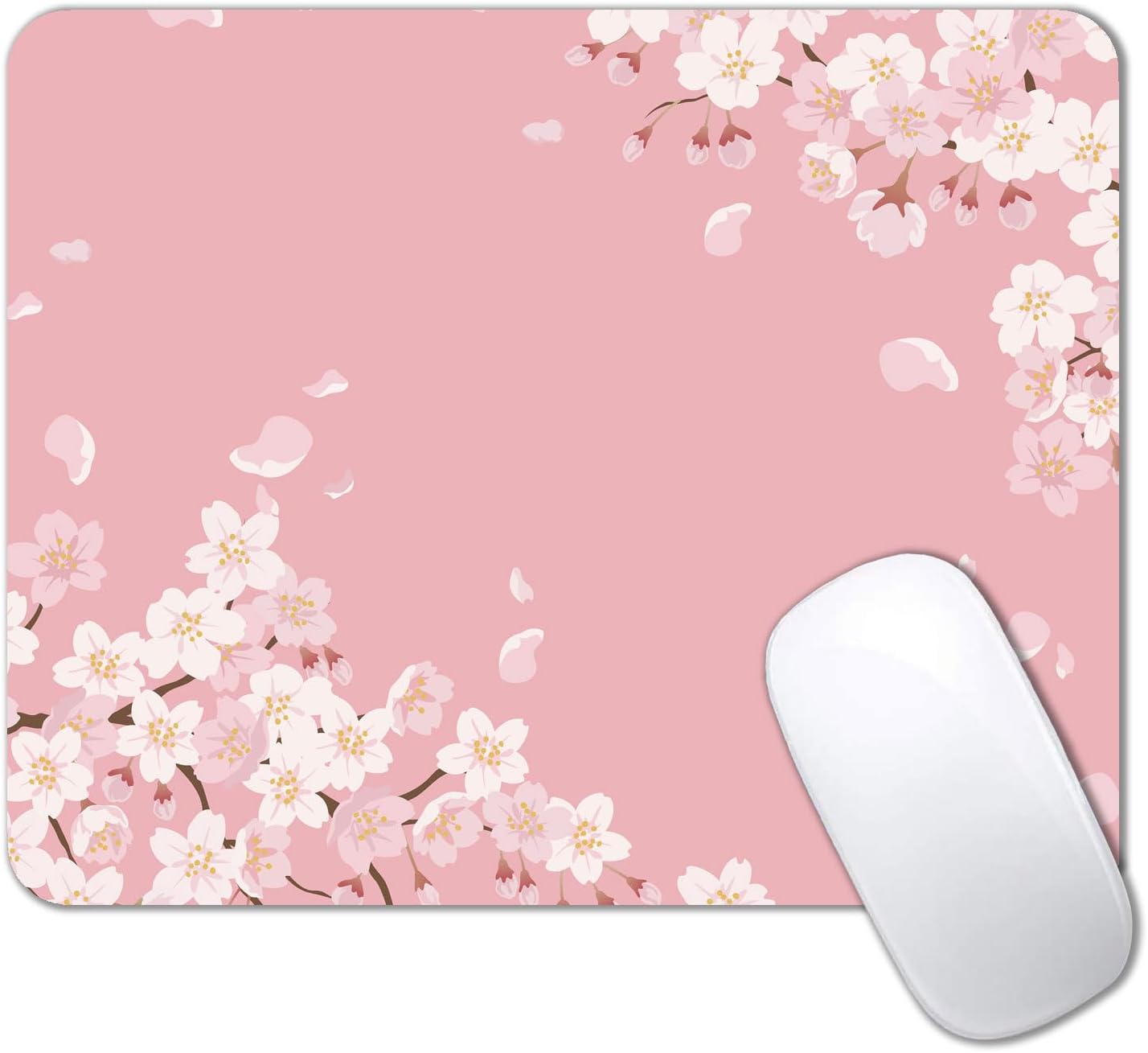 IMAYONDIA Bonita alfombrilla de mouse rosa, alfombrilla de mouse de flores florales, alfombrilla de mouse de flor de cerezo Sakura, decoración de