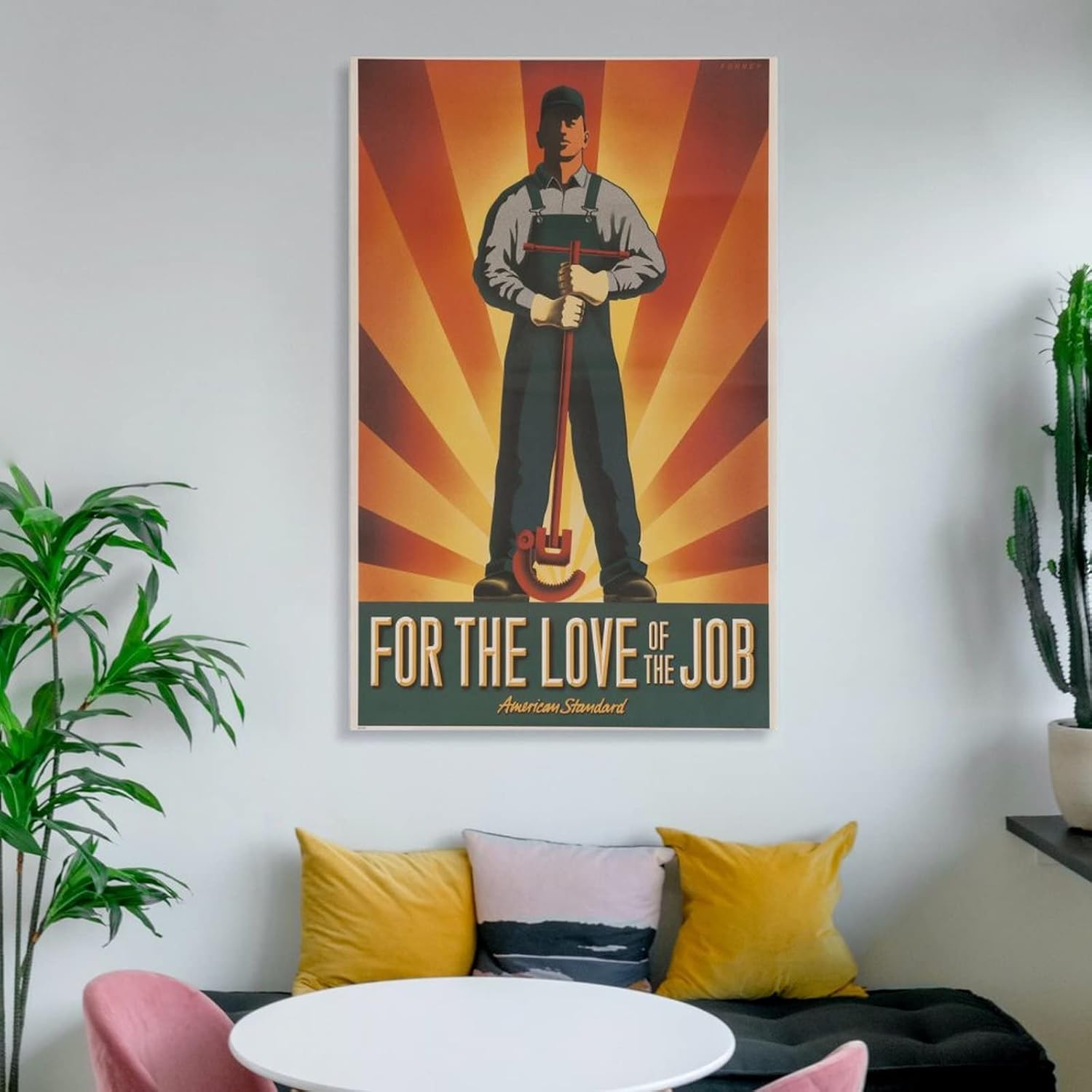 Pósteres vintage de fontanero, arte de pared de ingeniero de calefacción, póster de fontanería estándar estadounidense, pósteres e impresiones
