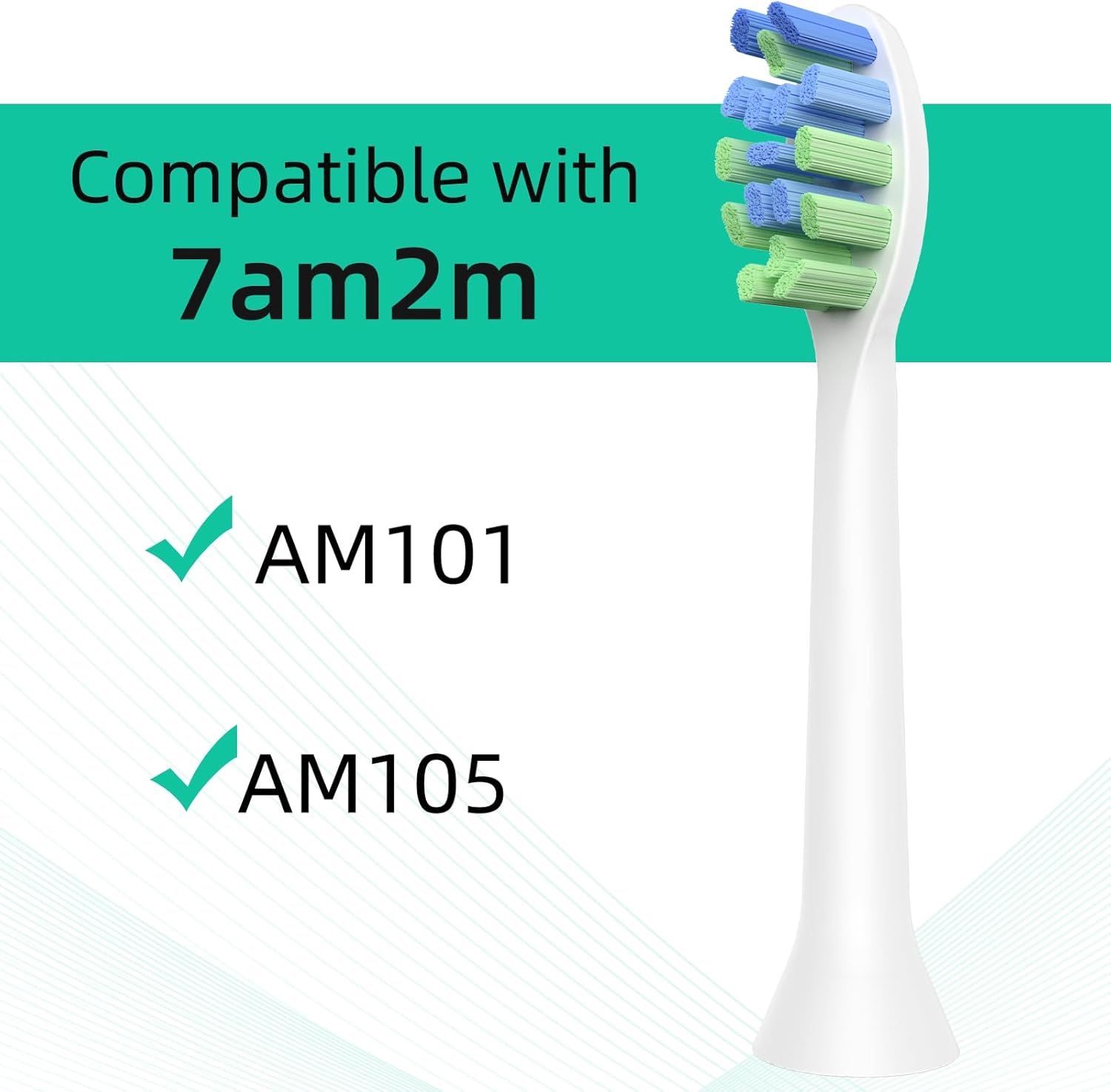 Cabezales de cepillo de repuesto para 7am2m AM101AM105 Sonic Electric Toothbrush – Recambios de cepillo de dientes compatibles con 7am 6.6 ft, 10