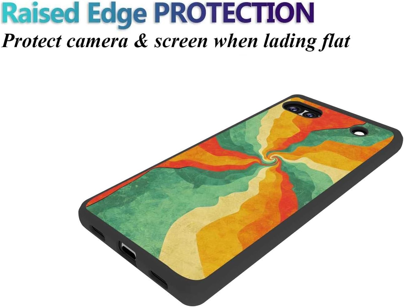 Funda para Google Pixel 6A, diseño retro abstracto, hippie, colorido arco iris, para hombres y mujeres, funda antideslizante de silicona suave para
